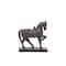 Traditional Brown Polystone Standing Horse Table Sculpture, 9&#x22; x 9&#x22; x 3&#x22;
